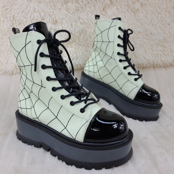 RESTOCKED! Demonia Glow In The Dark Ankle Boots 2" Platform - Picture 6 of 15